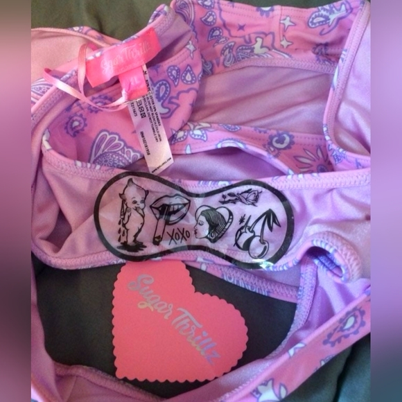 Bikini Sugar Thrillz Bandeau Top Paisley Butterfly 2 Piece XL NWT - Picture 6 of 8